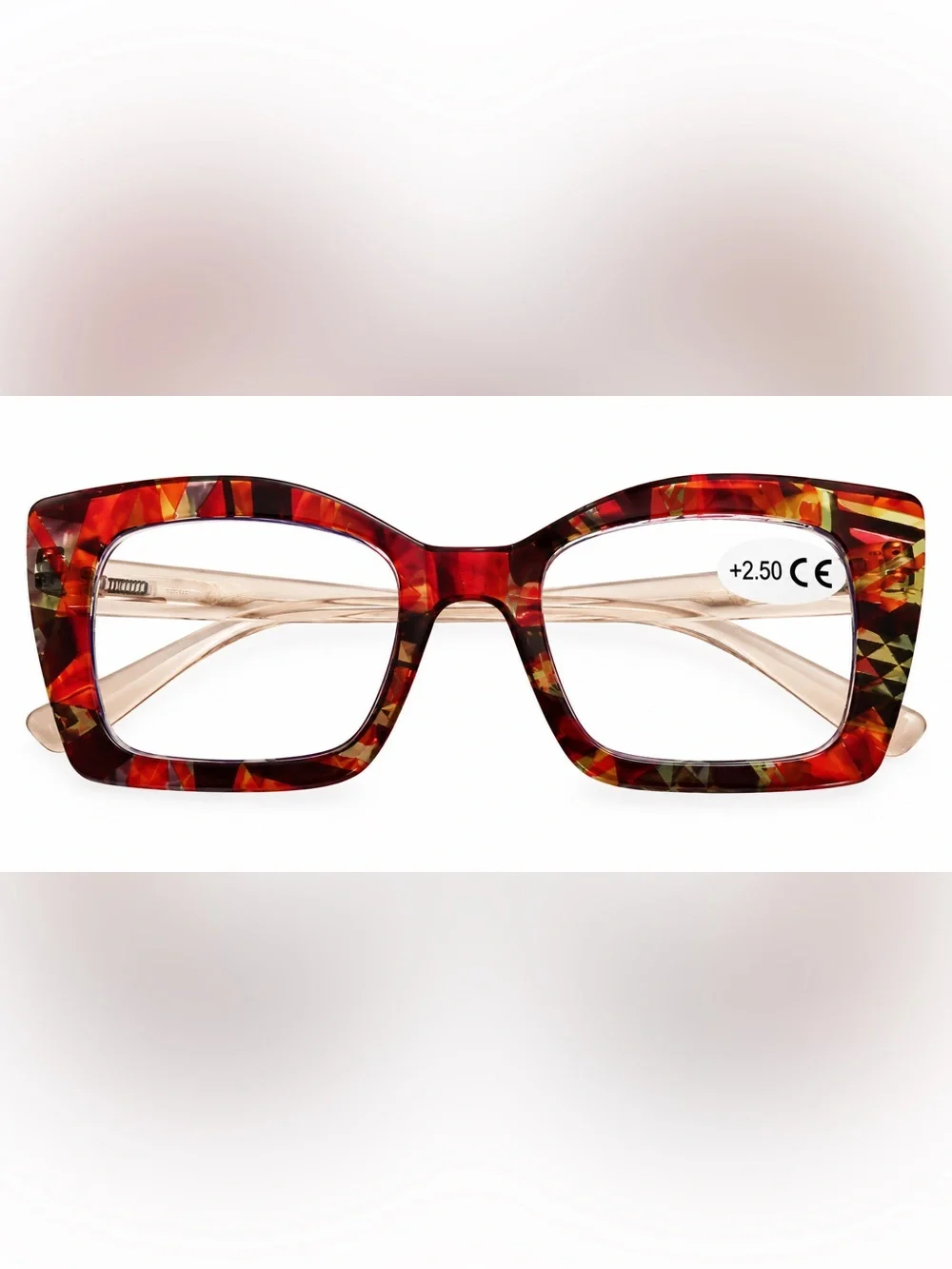 Tortoiseshell Red Square Women's Eyeglass Frames